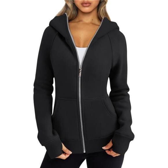 Queen Womens‎ Zip Up Hoodies Fleece Jackets Sweats Fall Outfits Sweaters Pockets - Picture 3 of 7